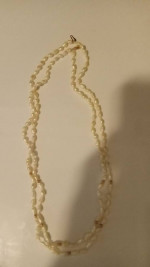 EXTRA LONG PEARL NECKLACE WITH 14K GOLD CLASP & GOLD BEADS