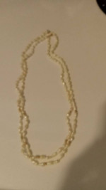 EXTRA LONG PEARL NECKLACE WITH 14K GOLD CLASP & GOLD BEADS
