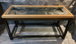 Pottery Barn Black & Wicker Sofa Table and Side Table