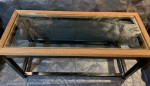 Pottery Barn Black & Wicker Sofa Table and Side Table