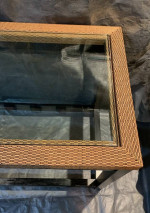 Pottery Barn Black & Wicker Sofa Table and Side Table