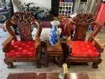 Rosewood Living Rom Sofa Set 6Piece Real Wood Very Heavy For Sale