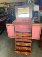 Jewelry Armoire Chest Stand with Lingerie Drawers