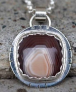 NEW! Sterling Silver Agate Stone Pendant Necklace