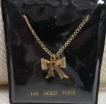 New, Gold Tone Necklace with Bow