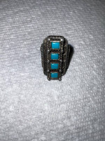 FLORENTA FAUX TURQUOISE  SIGNED ADJUSTABLE RING