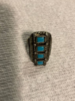 FLORENTA FAUX TURQUOISE  SIGNED ADJUSTABLE RING