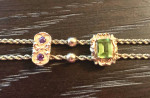 Gold & Gem Charm Slide Bracelet w/ 2 charms