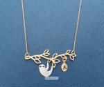 Personalized necklace, 0-4 Initial sloth leaf necklace