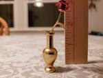 NEW! Unique Gift Gold Metal Vase & Rose 3" Tall