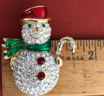NEW! Swarovski Swan Signed Snowman Pin Brooch