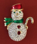 NEW!!! Swarovski Swan Signed Snowman Pin Brooch