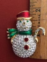 NEW!!! Swarovski Swan Signed Snowman Pin Brooch