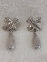Laton Mexico Love Sterling Long Teardrop Brass Rope Pierced Earrings