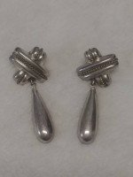 Laton Mexico Love Sterling Long Teardrop Brass Rope Pierced Earrings