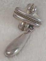 Laton Mexico Love Sterling Long Teardrop Brass Rope Pierced Earrings