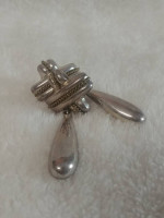 Laton Mexico Love Sterling Long Teardrop Brass Rope Pierced Earrings