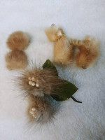 3 Pc 50s RETRO LUXURY Mink 2 Pins: Flower&Poodle/Clipon Earrings