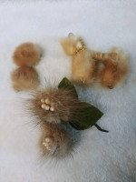 3 Pc 50s RETRO LUXURY Mink 2 Pins: Flower&Poodle/Clipon Earrings