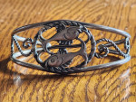 Stylized Koi Fish Sterling Silver Pisces Cuff Bracelet Signed Astrolog