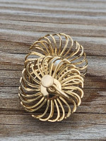 Gold-Filled Pinwheel Spiral Design Lustrous Pearl Screw Back Earrings