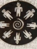 Huge Round Tribal Africa '80s Cut-Out Figures Pierced Brass Earrings 4