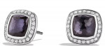 David Yurman Silver Stud Earrings Albion purple Amethyst Diamond
