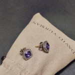 David Yurman Silver Stud Earrings Albion purple Amethyst Diamond