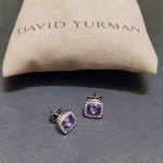 David Yurman Silver Stud Earrings Albion purple Amethyst Diamond
