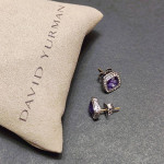 David Yurman Silver Stud Earrings Albion purple Amethyst Diamond