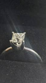 1 CT Women's Princess Diamond Engagement Wedding Ring. 10K White Gold