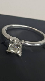 1 CT Women's Princess Diamond Engagement Wedding Ring. 10K White Gold