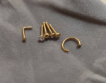 Gold tone surgical steel nose jewelry 18g-6 pieces
