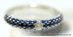 14k White Gold Three Row 0.84ct Blue Sapphire Pave Ring Band with 0.11