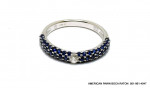 14k White Gold Three Row 0.84ct Blue Sapphire Pave Ring Band with 0.11