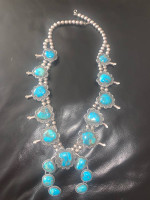 Antique Navajo Indian Squash Blossom Necklace