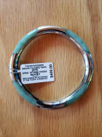 Green jade & sterling silver bangle bracelet