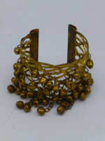 Brass Colored Jingle Bell Bangle Bracelet EUC