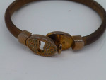 Fossil Leather "Rose Gold" Lock & Key Bracelet