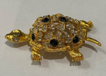 Crystal Gold Tone Turtle Brooch pin