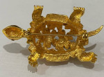 Crystal Gold Tone Turtle Brooch pin