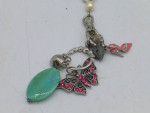 Pink Faux Pearl/Silver Charm Pendant with Magnetic Closure