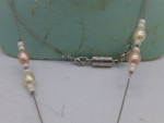 Pink Faux Pearl/Silver Charm Pendant with Magnetic Closure