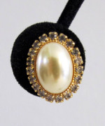 #11 Oval Faux Pearl & Rhinestone Earrings, Grandmillennial Style