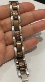Men’s stainless steel heavy link diamonds bracelet