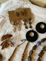 Costume Jewelry lot of Wooden Necklaces, Bracelets & Earrings