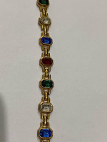 Korean Gold Plated Chain with Multi-Colored Rhinestones Parure