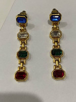 Korean Gold Plated Chain with Multi-Colored Rhinestones Parure