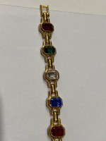 Korean Gold Plated Chain with Multi-Colored Rhinestones Parure