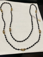 Womens Black Beaded Necklace Faceted Beads Gold Tone Long Fashion Jewelry